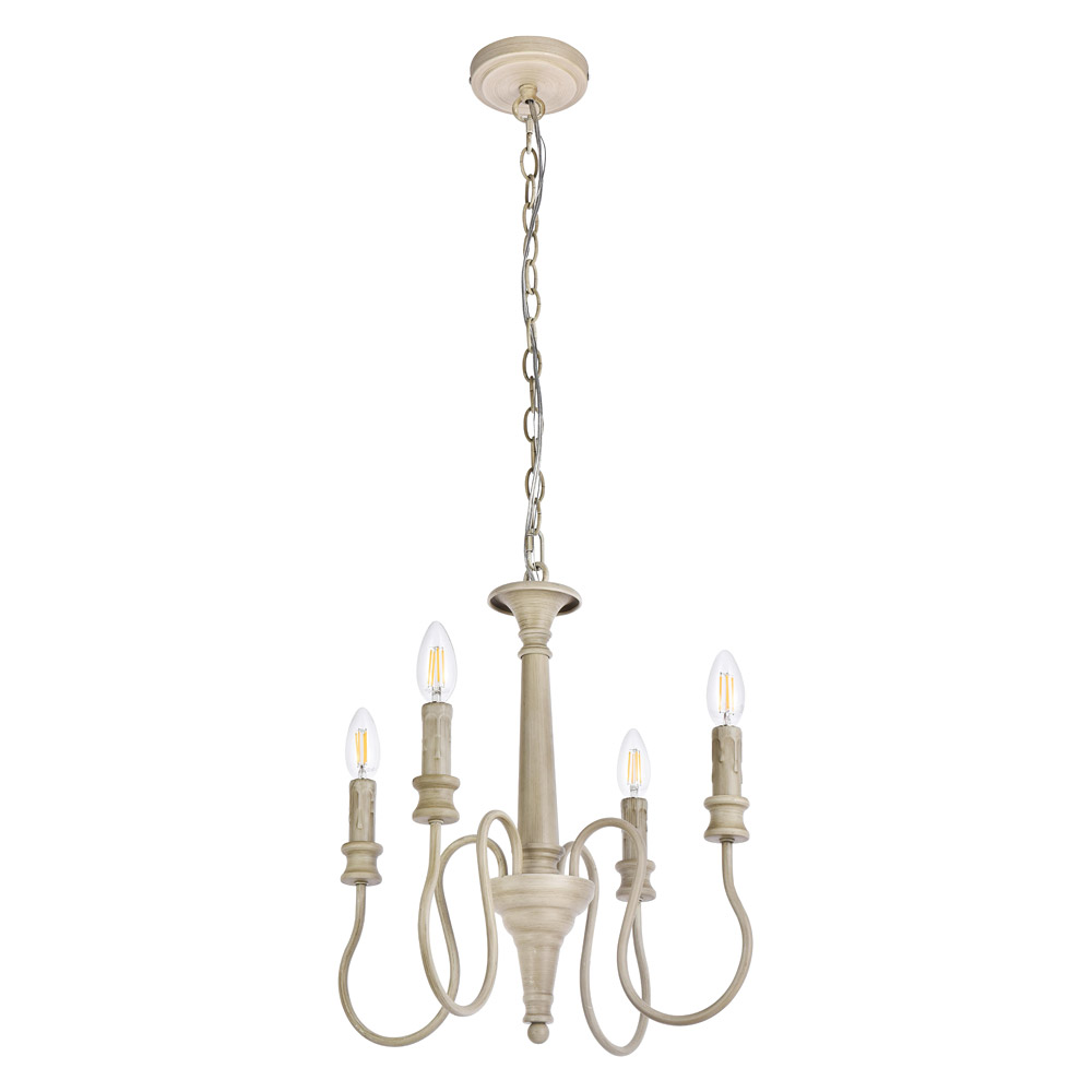 Elegant Flynx 4 Lights Pendant - Weathered Dove, L 17" (LD7043D17WD)