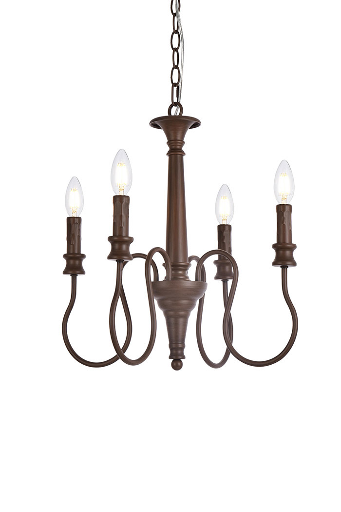 Elegant Flynx 4 Lights Pendant - Weathered Oak, L 17" (LD7043D17WOK)