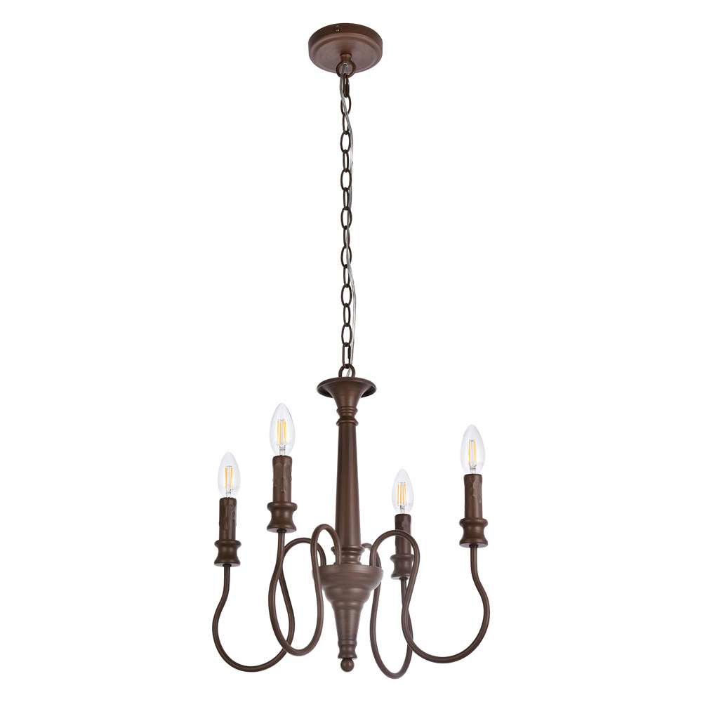 Elegant Flynx 4 Lights Pendant - Weathered Oak, L 17" (LD7043D17WOK)