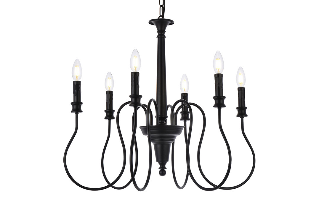 Elegant Flynx 4 Lights Pendant - Black, L 26" (LD7044D26BK)