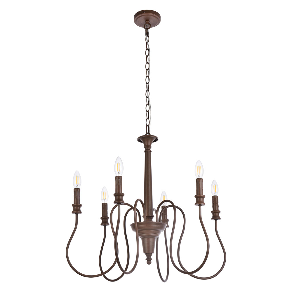 Elegant Flynx 4 Lights Pendant - Weathered Oak, L 26" (LD7044D26WOK)