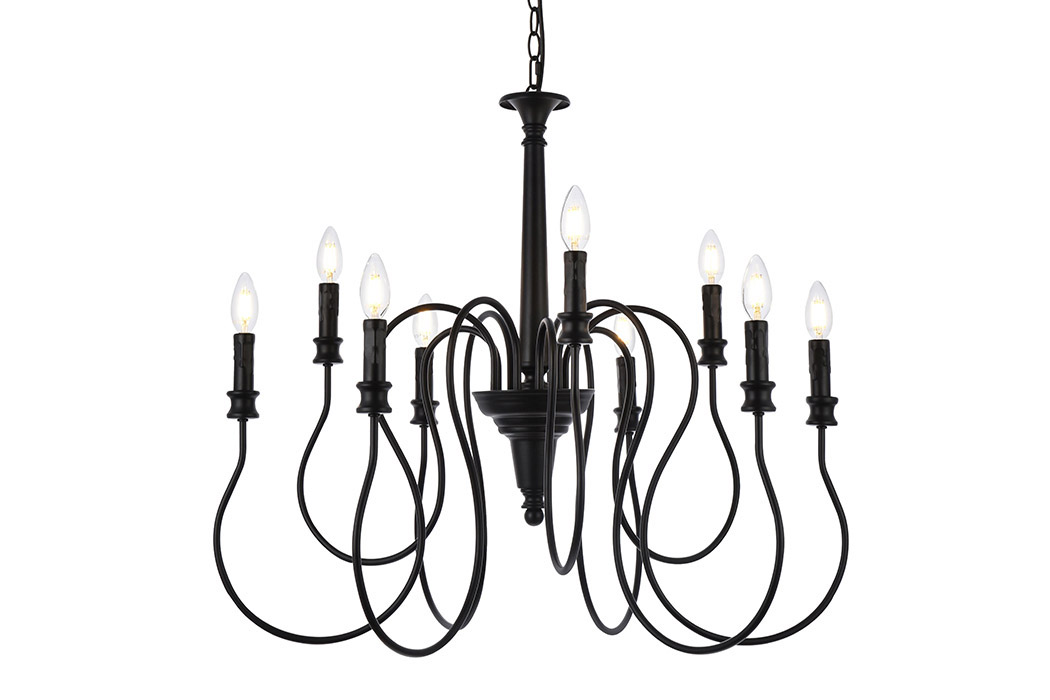 Elegant Flynx 4 Lights Pendant - Black, L 30" (LD7045D30BK)