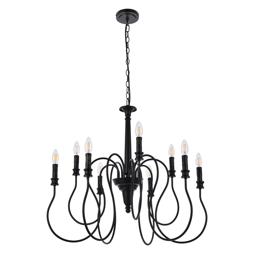 Elegant Flynx 4 Lights Pendant - Black, L 30" (LD7045D30BK)