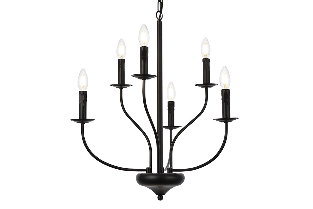 Elegant Westley 6 Lights Pendant - Black, L 24" (LD7046D24BK)