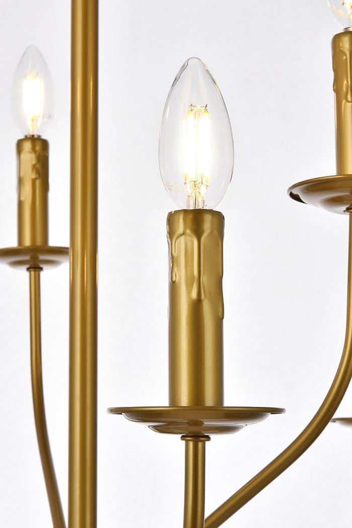 Elegant Westley 6 Lights Pendant - Brass, L 24" (LD7046D24BR)