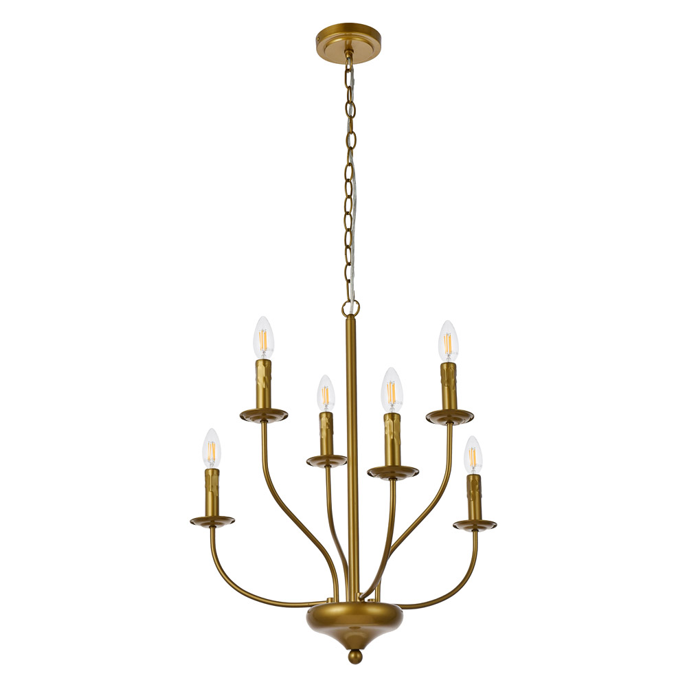 Elegant Westley 6 Lights Pendant - Brass, L 24" (LD7046D24BR)