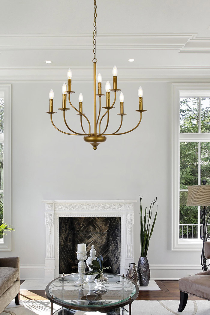 Elegant Westley 6 Lights Pendant - Brass, L 28" (LD7047D28BR)