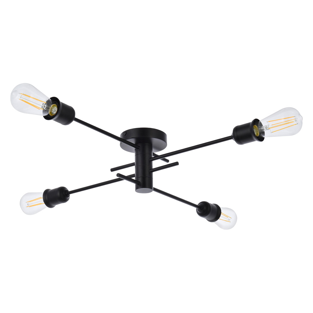 Elegant Xavier 4 Lights Flush Mount - Black (LD7050F26BK)