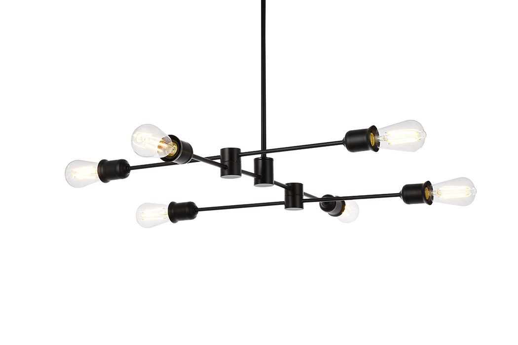 Elegant Xavier 6 Lights Pendant - Black, L 31" (LD7051D31BK)