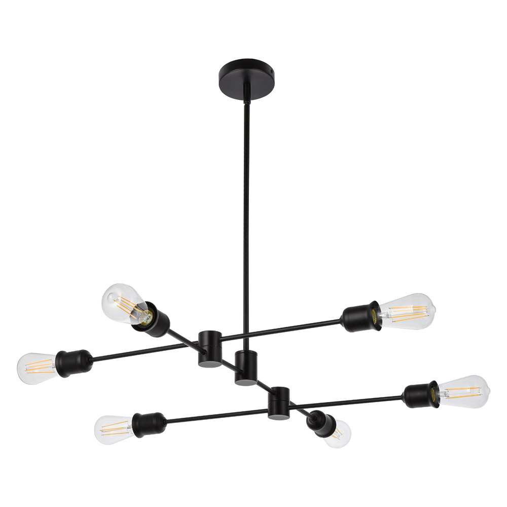 Elegant Xavier 6 Lights Pendant - Black, L 31" (LD7051D31BK)