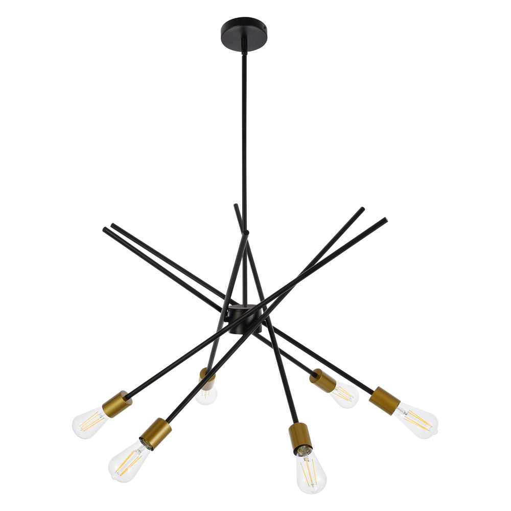 Elegant Armin 6 Lights Pendant - Brass/Black (LD7054D32BRB)