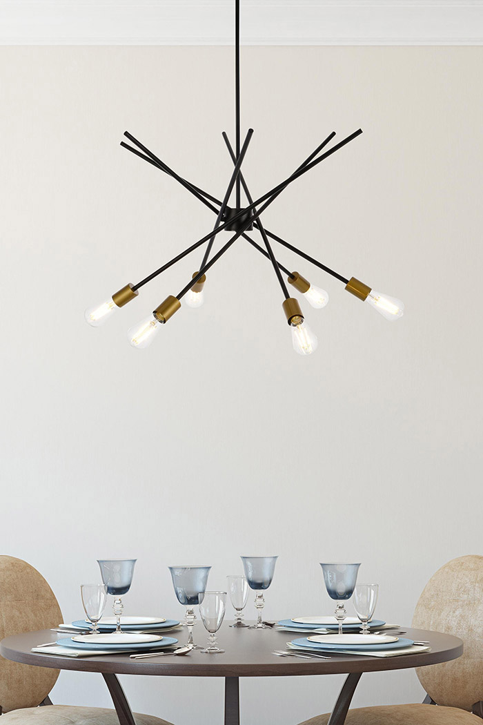 Elegant Armin 6 Lights Pendant - Brass/Black (LD7054D32BRB)