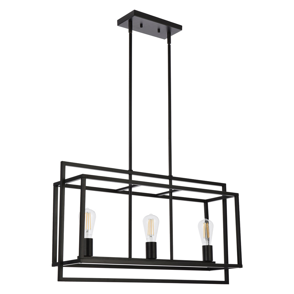 Elegant Voir 3 Lights Pendant - Black (LD7056D32BK)