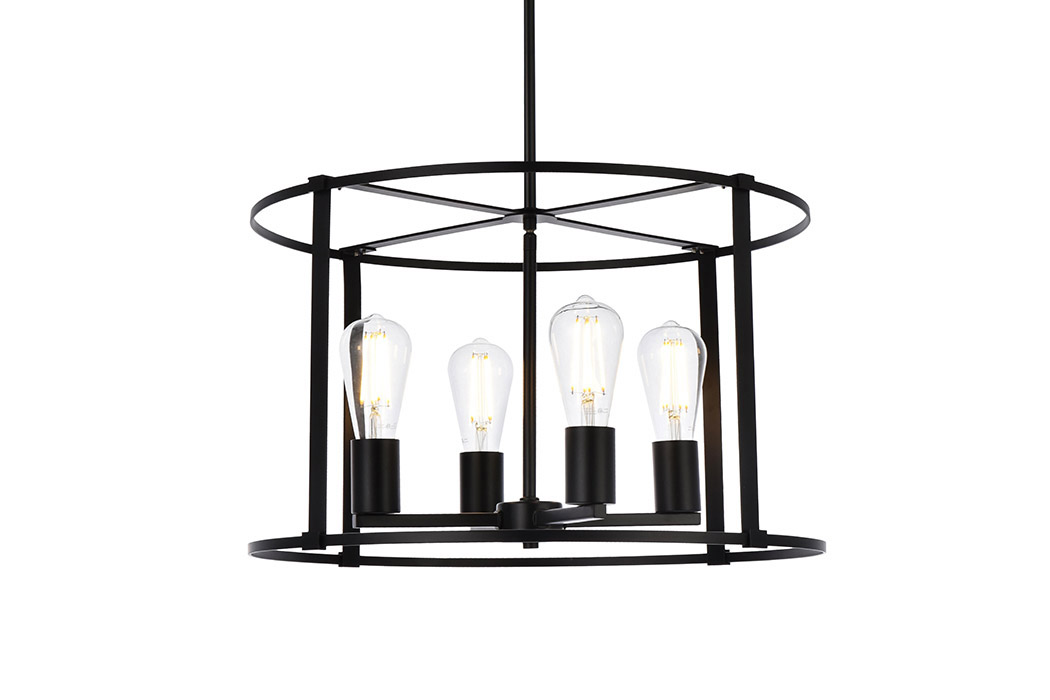 Elegant Agnys 4 Lights Pendant - Black, L 20" (LD7057D20BK)