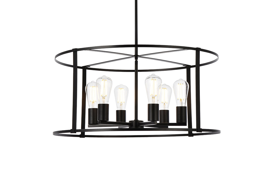 Elegant Agnys 4 Lights Pendant - Black, L 26" (LD7058D26BK)