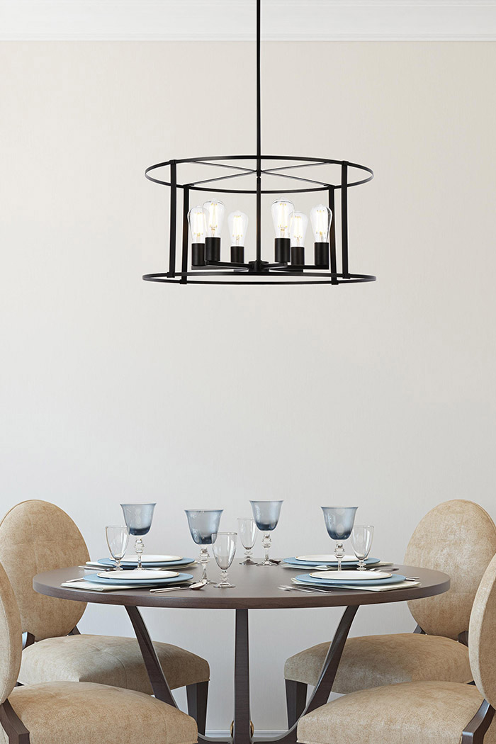 Elegant Agnys 4 Lights Pendant - Black, L 26" (LD7058D26BK)