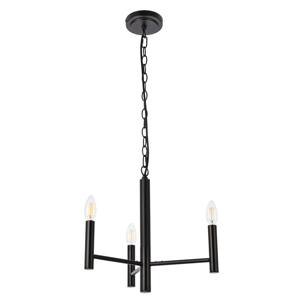 Elegant Carmella 3 Lights Pendant - Black, L 17" (LD7059D17BK)