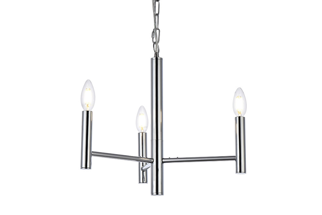 Elegant Carmella 3 Lights Pendant - Chrome, L 17" (LD7059D17C)