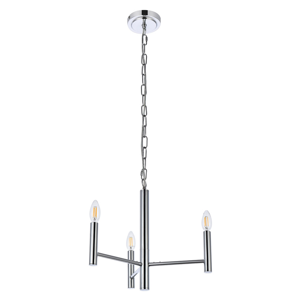 Elegant Carmella 3 Lights Pendant - Chrome, L 17" (LD7059D17C)