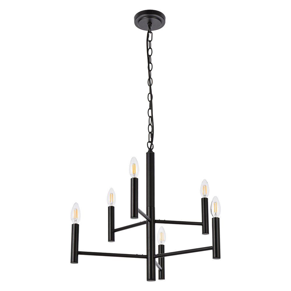 Elegant Carmella 3 Lights Pendant - Black, L 22" (LD7060D22BK)