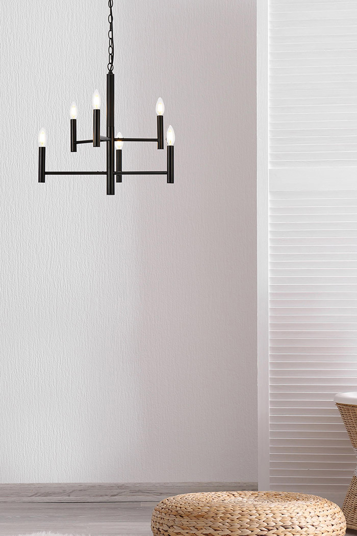 Elegant Carmella 3 Lights Pendant - Black, L 22" (LD7060D22BK)