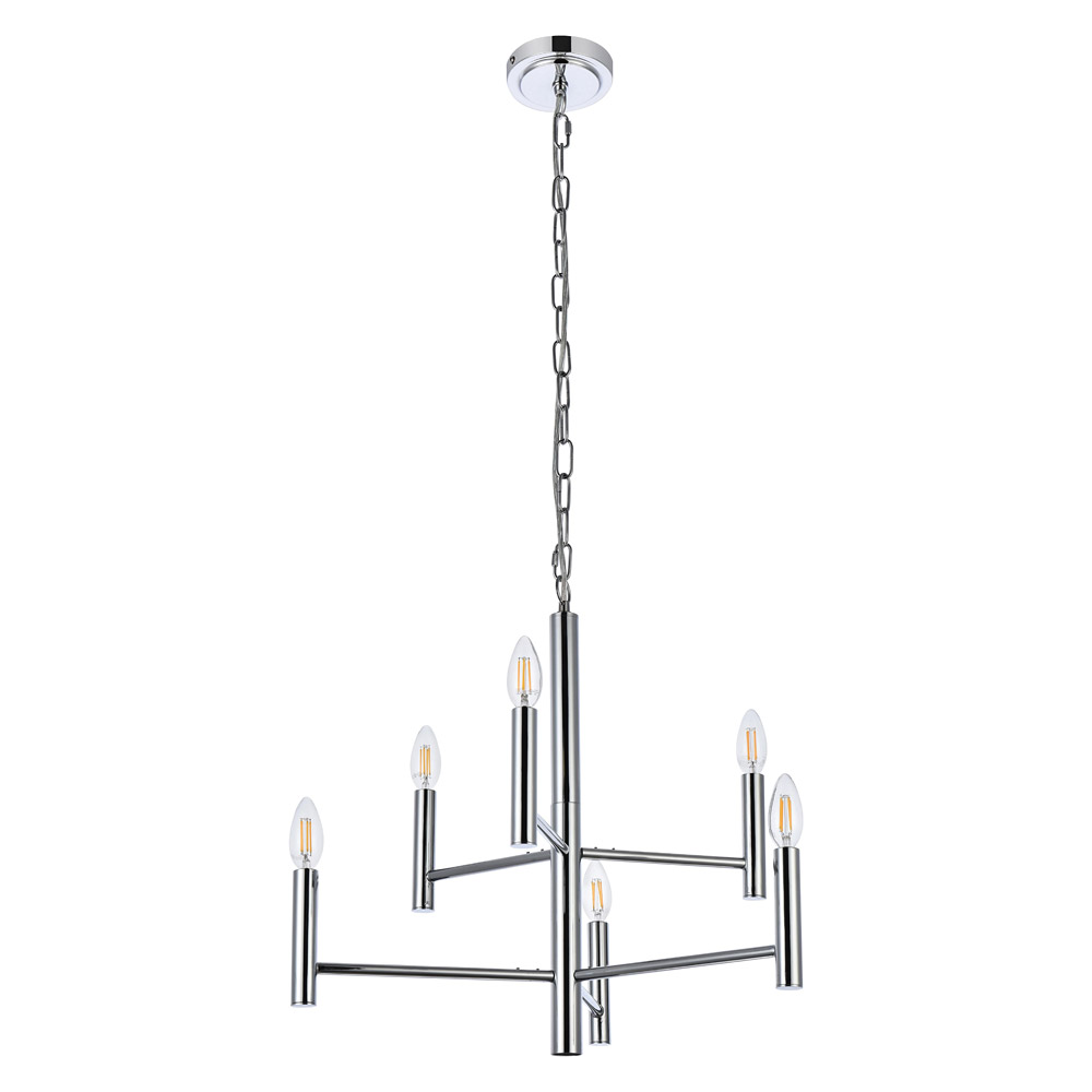 Elegant Carmella 3 Lights Pendant - Chrome, L 22" (LD7060D22C)