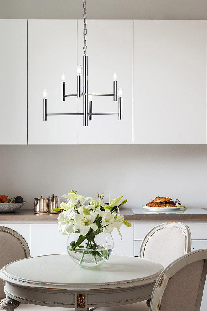 Elegant Carmella 3 Lights Pendant - Chrome, L 22" (LD7060D22C)