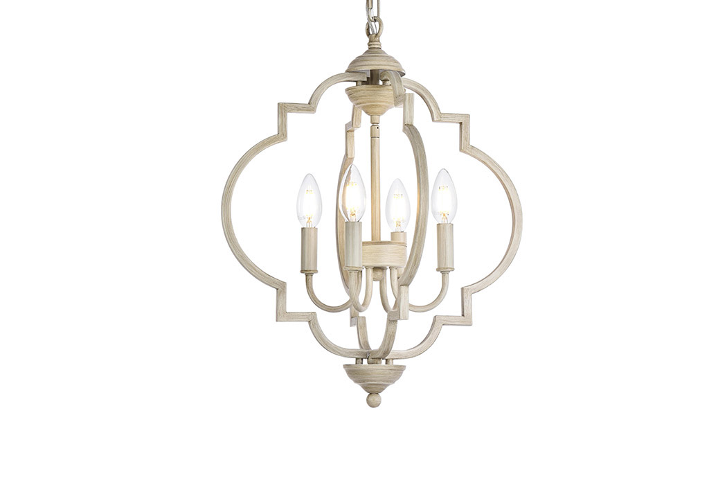 Elegant Sandara 4 Lights Pendant - Weathered Dove, L 16" (LD7064D16WD)