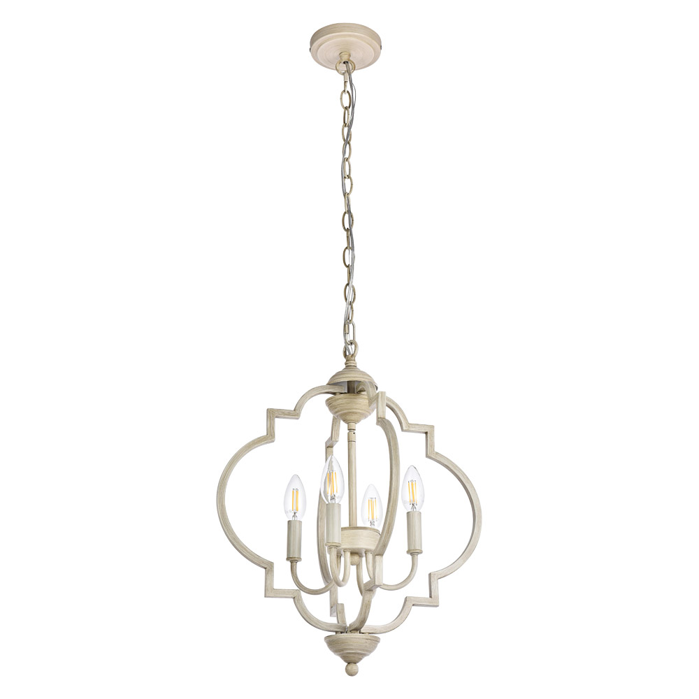 Elegant Sandara 4 Lights Pendant - Weathered Dove, L 16" (LD7064D16WD)