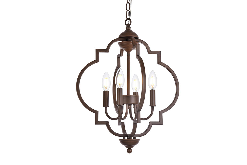 Elegant Sandara 4 Lights Pendant - Weathered Oak, L 16" (LD7064D16WOK)