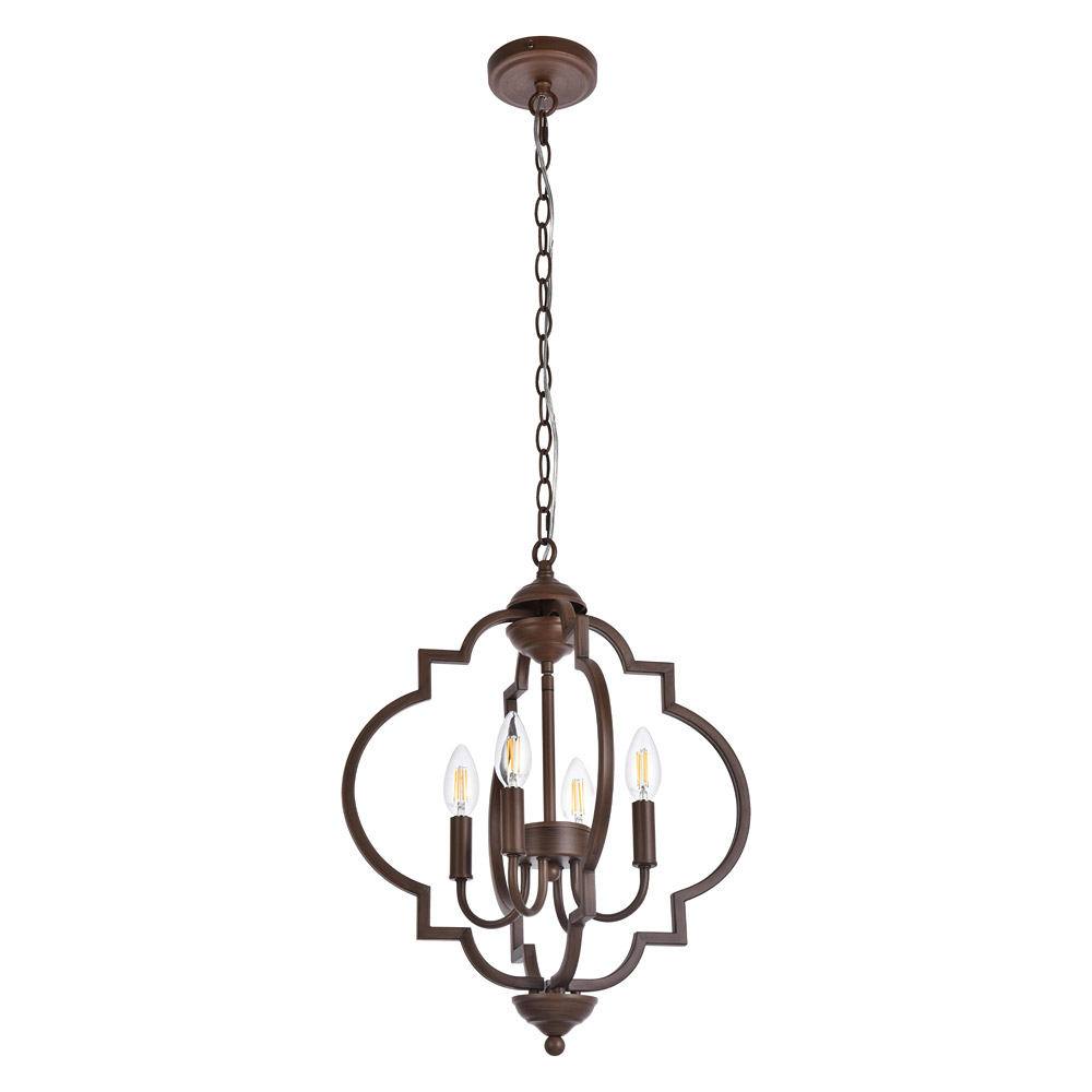 Elegant Sandara 4 Lights Pendant - Weathered Oak, L 16" (LD7064D16WOK)