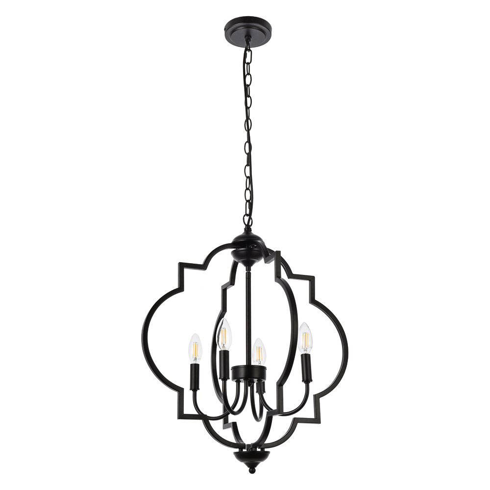 Elegant Sandara 4 Lights Pendant - Black, L 20" (LD7065D20BK)