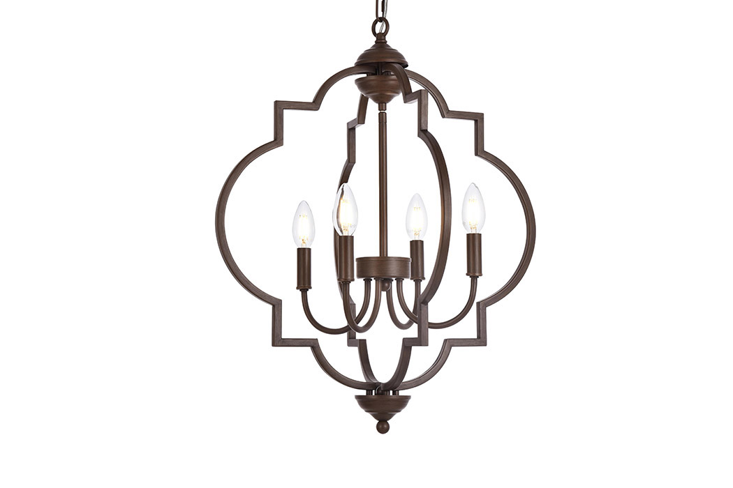 Elegant Sandara 4 Lights Pendant - Weathered Oak, L 20" (LD7065D20WOK)