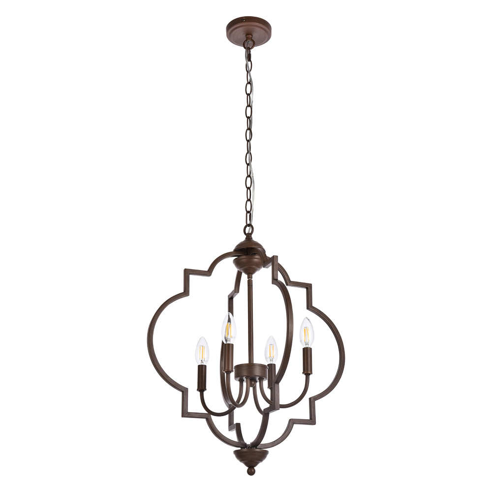 Elegant Sandara 4 Lights Pendant - Weathered Oak, L 20" (LD7065D20WOK)