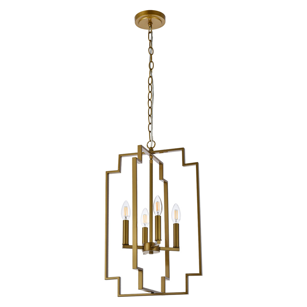 Elegant Rosenfeld 4 Lights Pendant - Brass (LD7066D14BR)