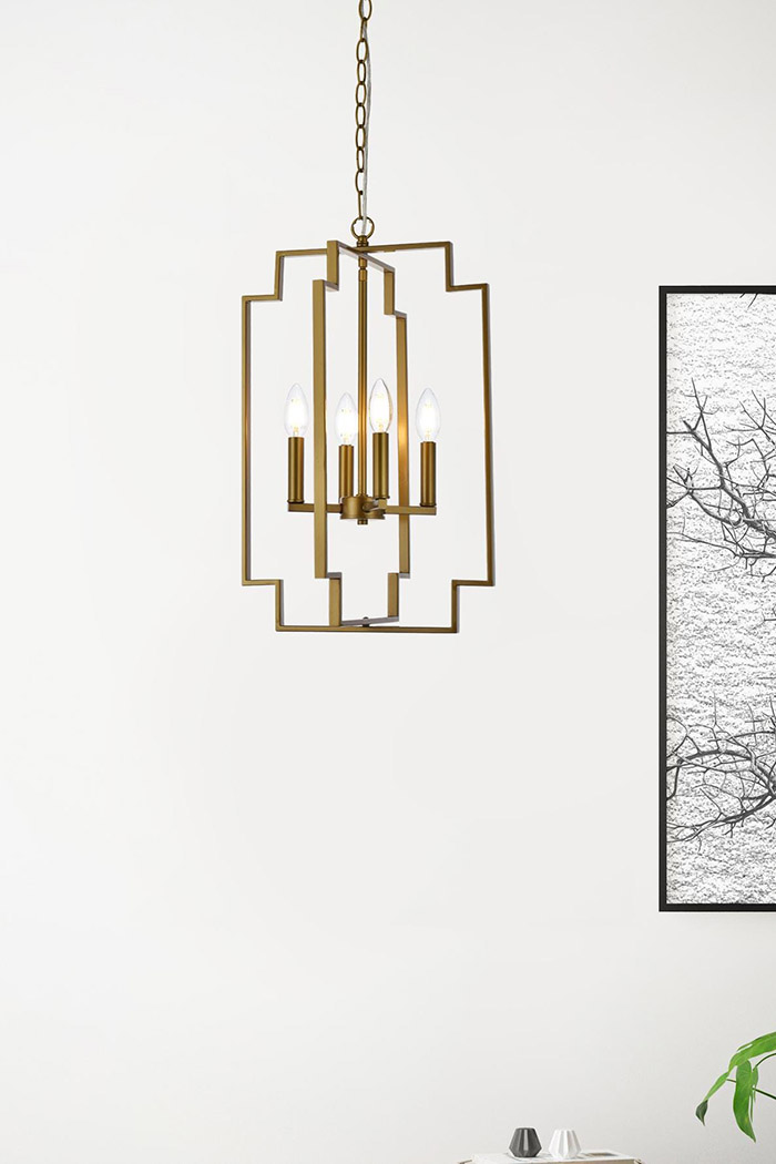 Elegant Rosenfeld 4 Lights Pendant - Brass (LD7066D14BR)