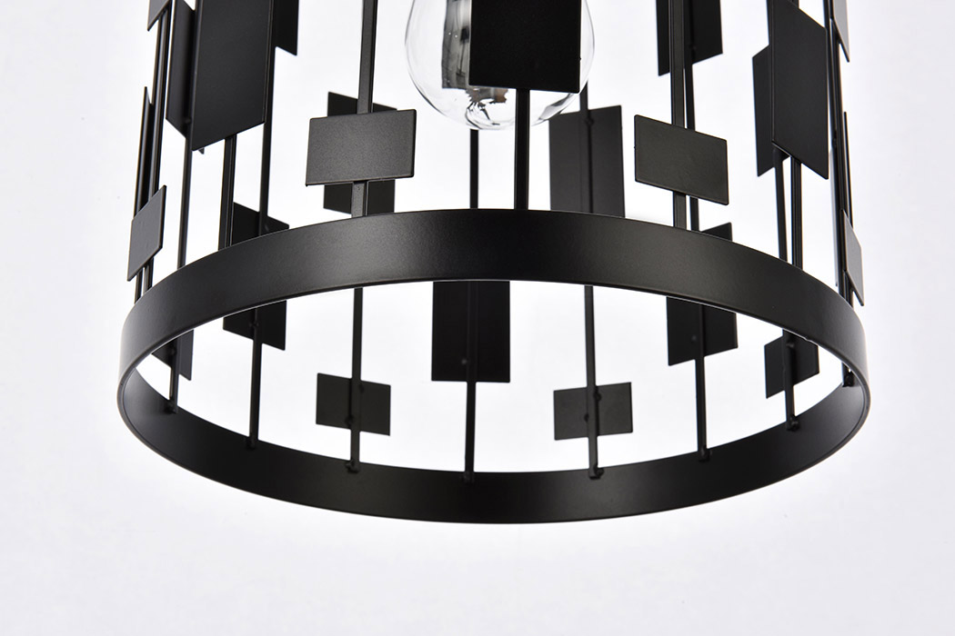 Elegant Levante 1 Light Pendant - Black, L 9" (LD7073D9BK)