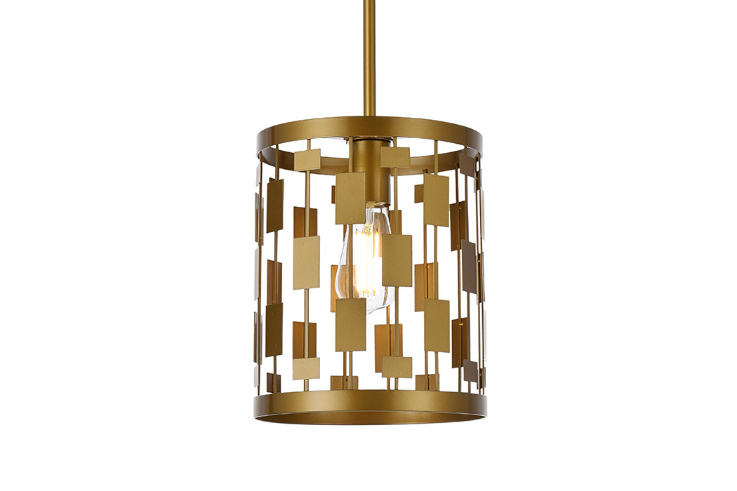 Elegant Levante 1 Light Pendant - Brass, L 9" (LD7073D9BR)