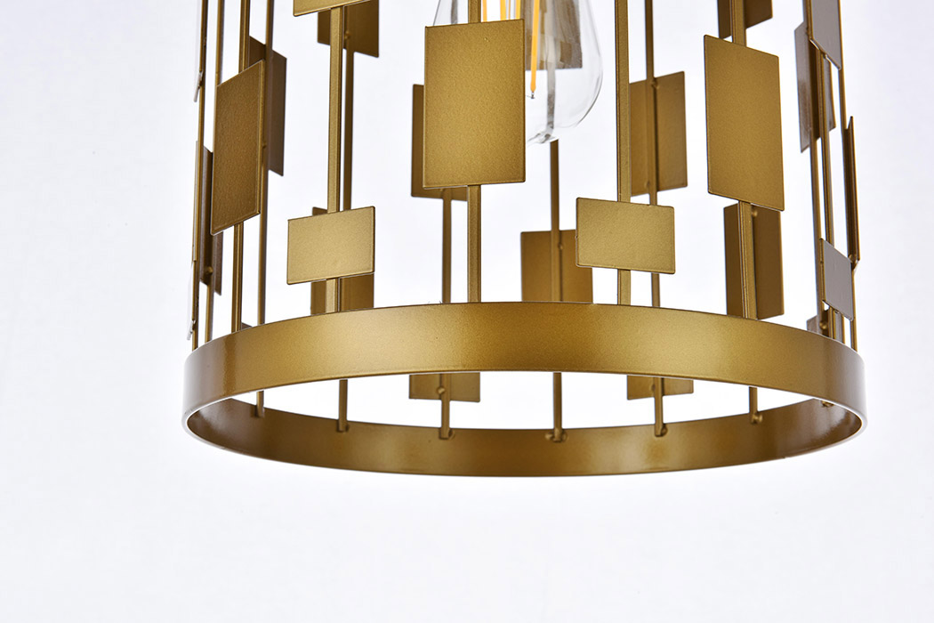 Elegant Levante 1 Light Pendant - Brass, L 9" (LD7073D9BR)