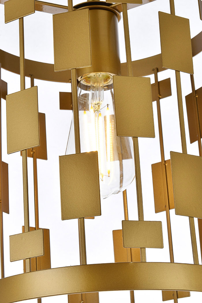 Elegant Levante 1 Light Pendant - Brass, L 9" (LD7073D9BR)