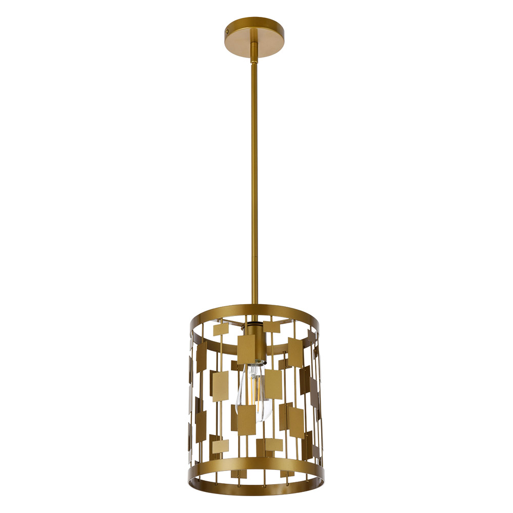 Elegant Levante 1 Light Pendant - Brass, L 9" (LD7073D9BR)