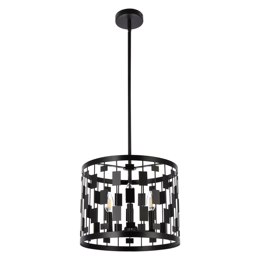 Elegant Levante 1 Light Pendant - Black, L 14" (LD7074D14BK)