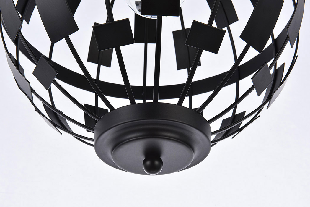 Elegant Levante 1 Light Pendant - Black (LD7075D12BK)