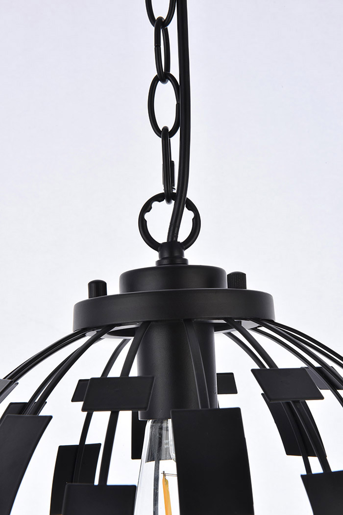 Elegant Levante 1 Light Pendant - Black (LD7075D12BK)