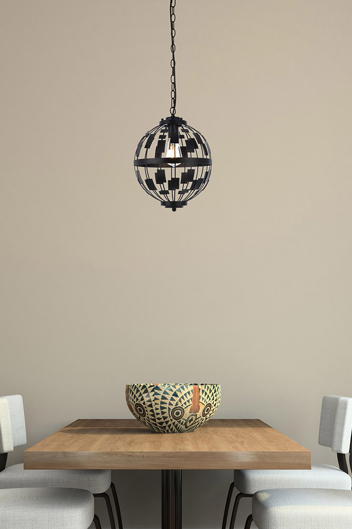 Elegant Levante 1 Light Pendant - Black (LD7075D12BK)