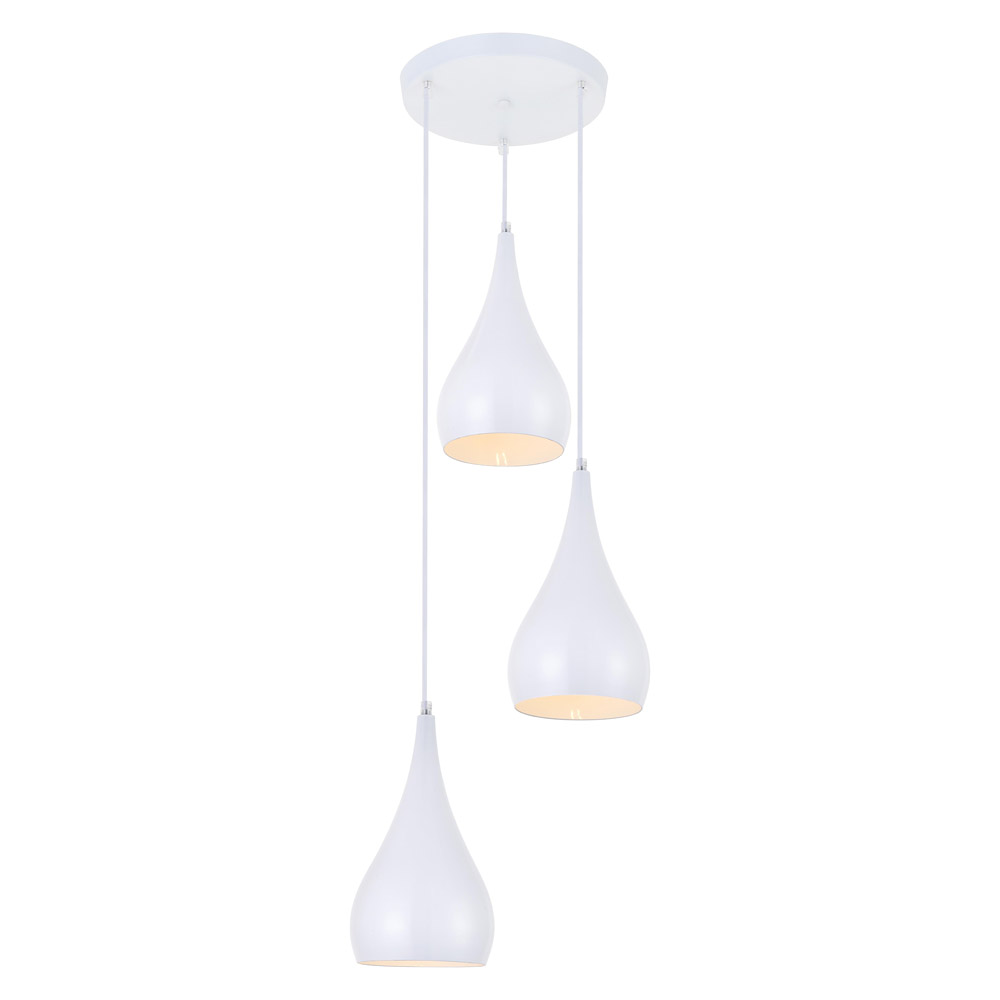 Elegant Nora 11.5" 3-Light Pendant - White (LDPD2000WH)