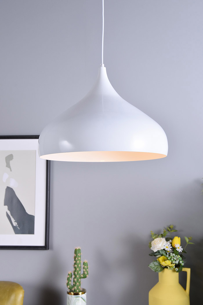 Elegant Circa 1-Light Pendant - White, L 16.5" (LDPD2045WH)