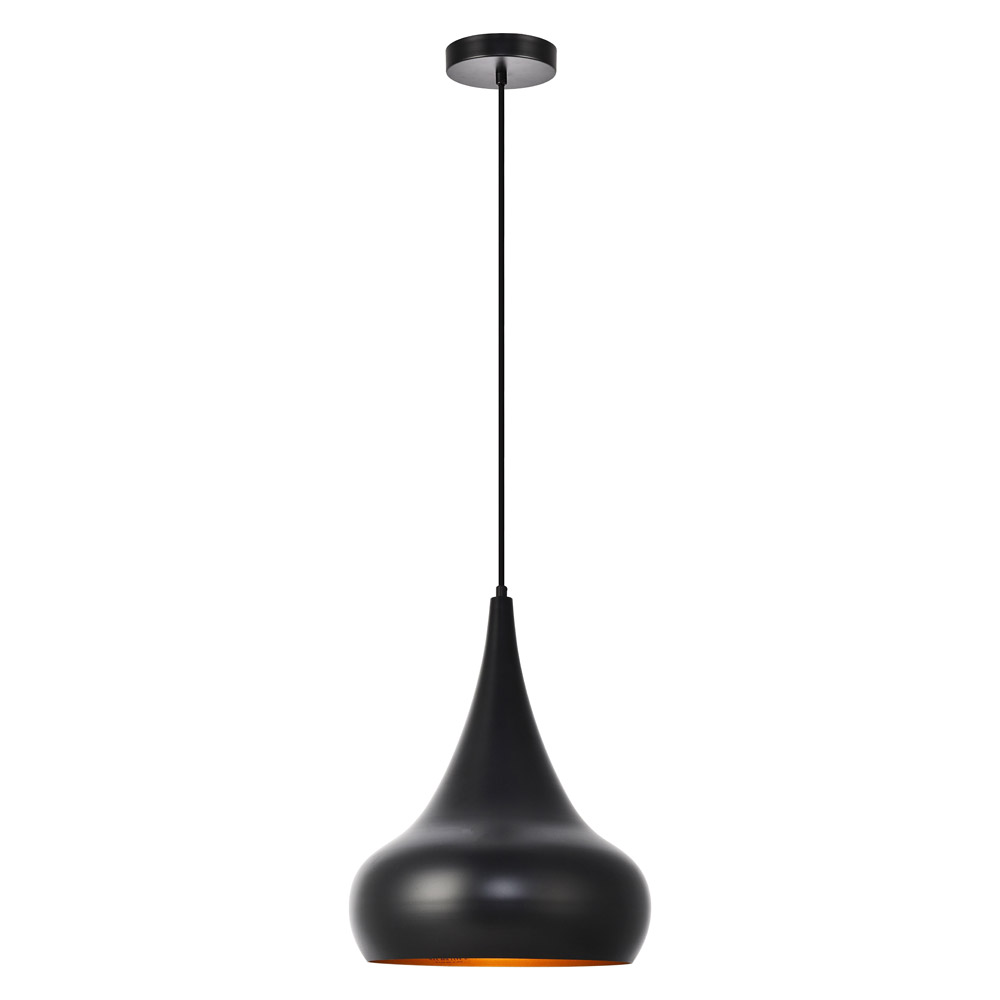 Elegant Circa 1-Light Pendant - Black, L 11.5" (LDPD2047BK)