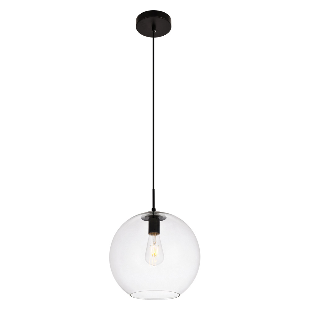 Elegant Pendant Light - Black/Glass, L 11.8" (LDPD2114)