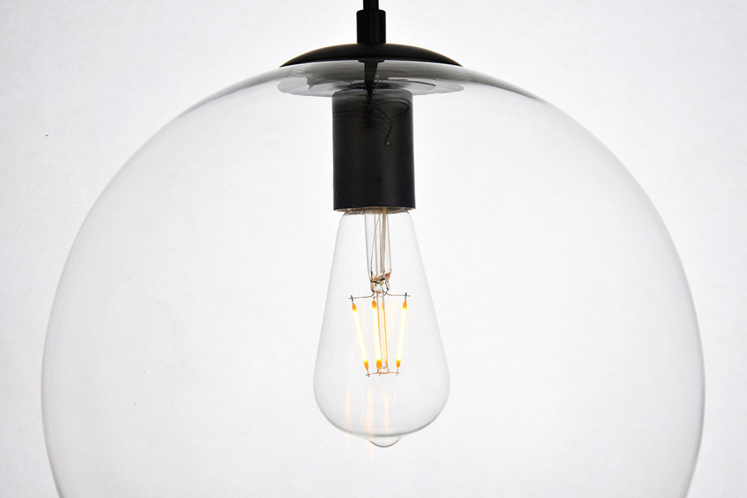 Elegant Pendant Light - Black/Glass, L 11.8" (LDPD2114)